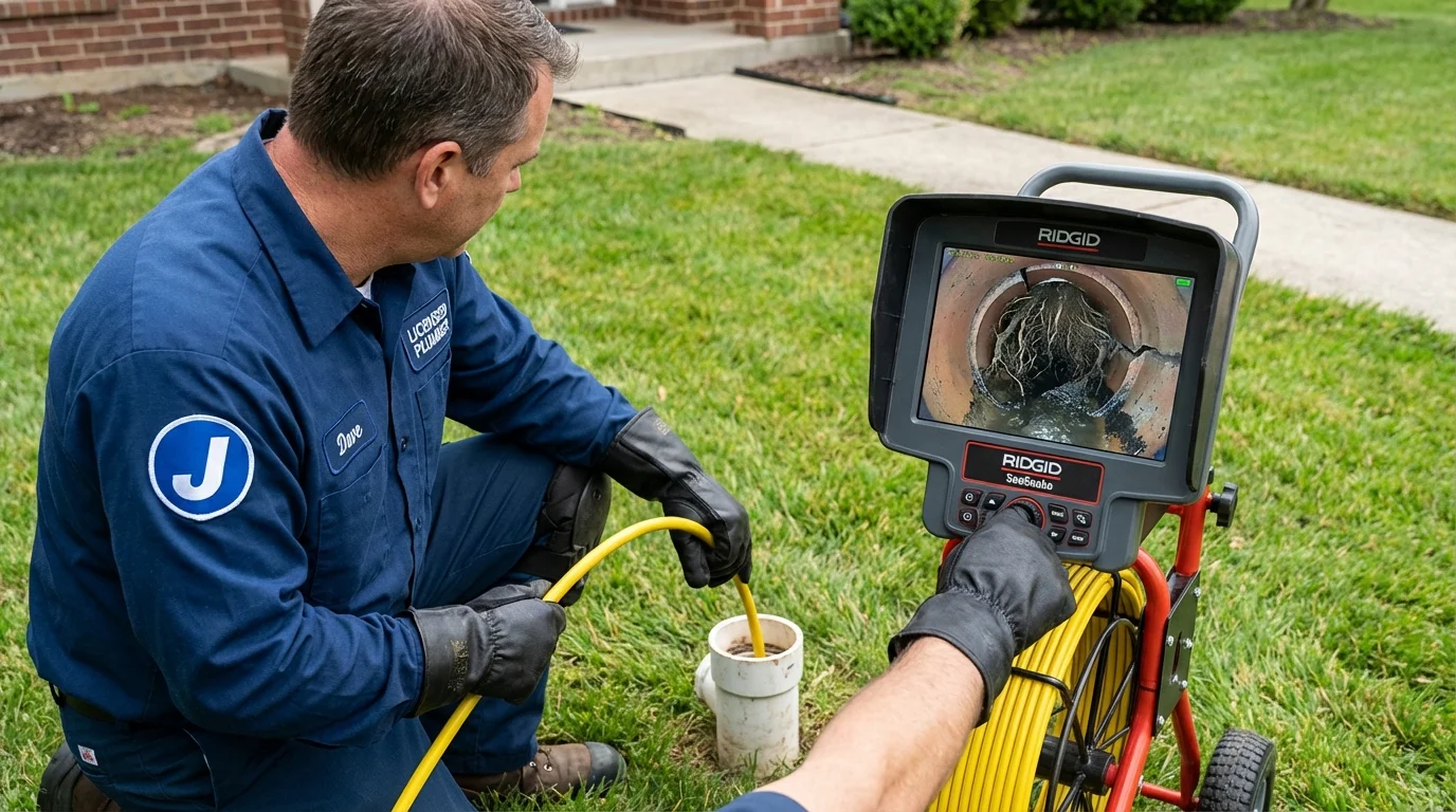 Sewer camera inspection being performed by Johns Plumbing LLC in Northfield