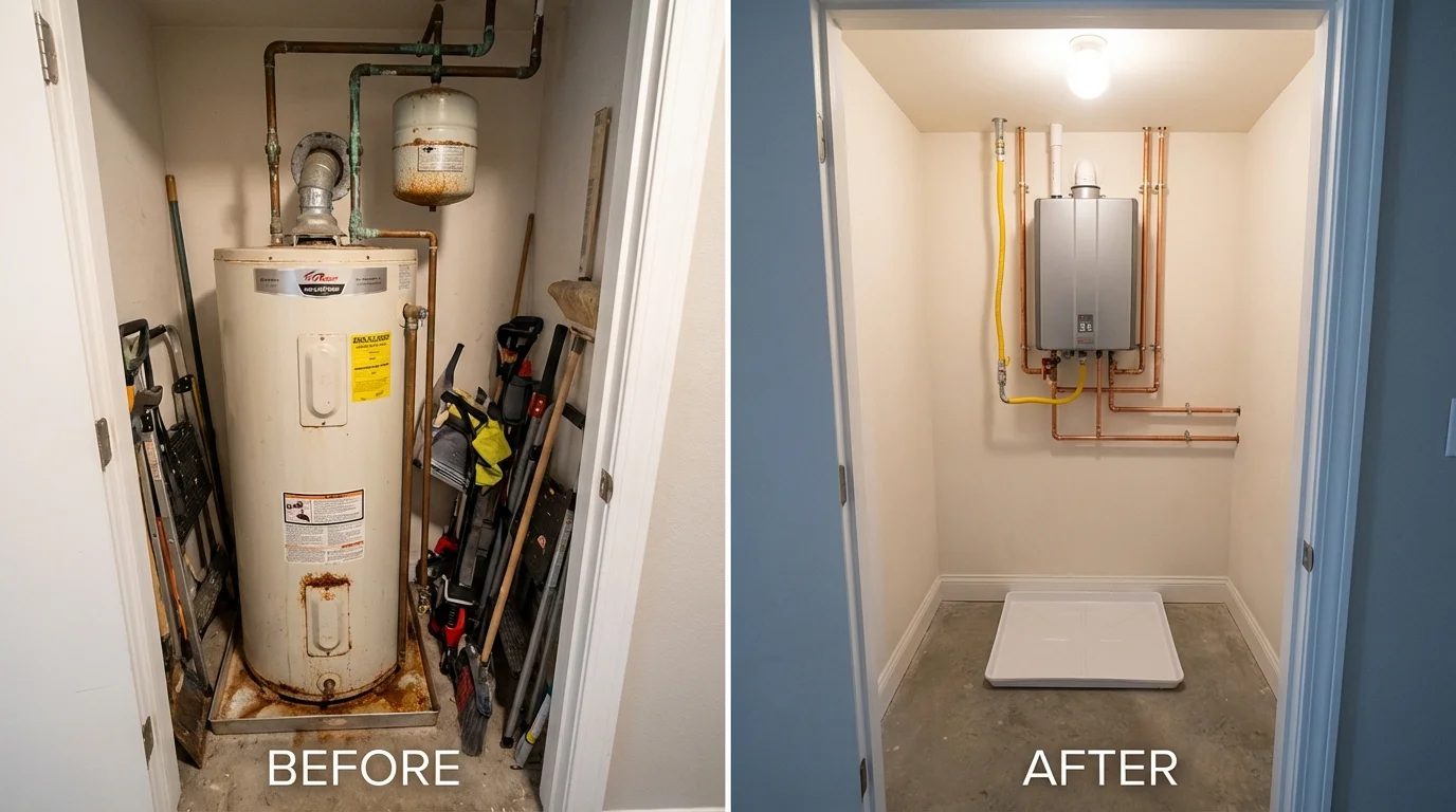 Tank water heater versus wall-mounted tankless unit comparison for Northfield, NJ homeowners